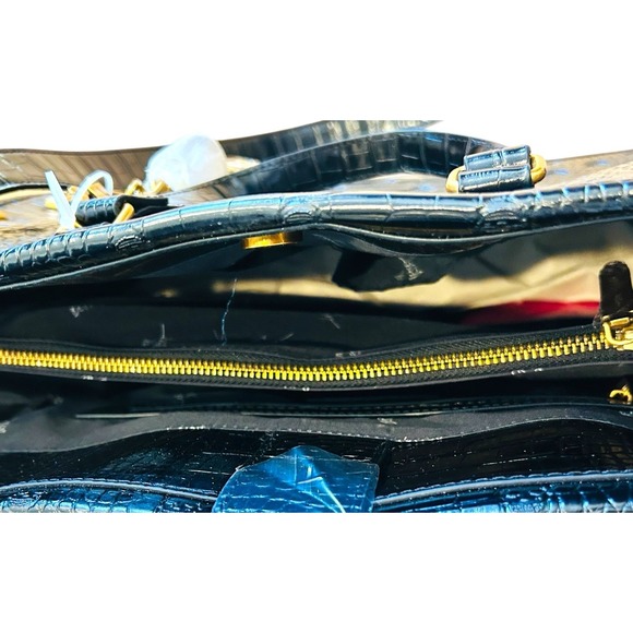 Betsey Johnson Xomattie Skull Patent Leather Work Tote Bag Black Gold Charms - Picture 7 of 16